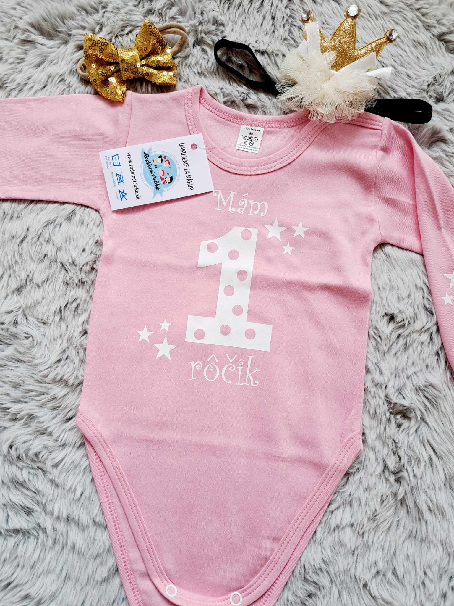 Narodeninové body s čelenkou a gumičkou